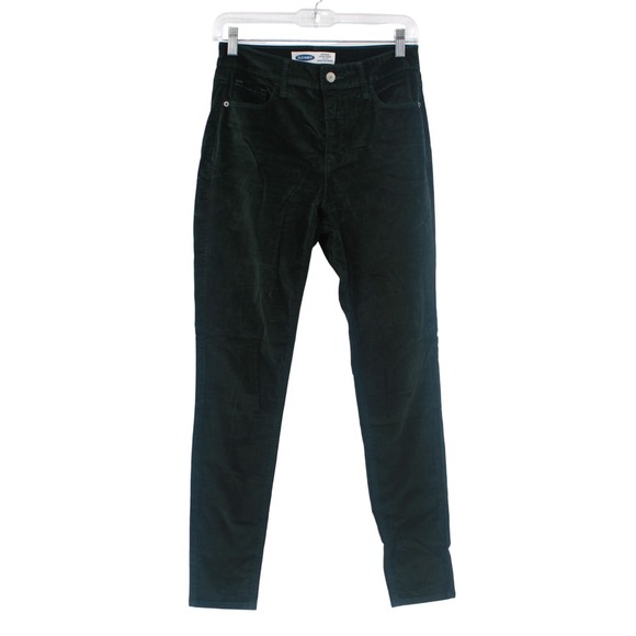 Old Navy Pants - Old Navy Rockstar Super Skinny High Rise Green Velvet Pants Grunge Indie Size 2